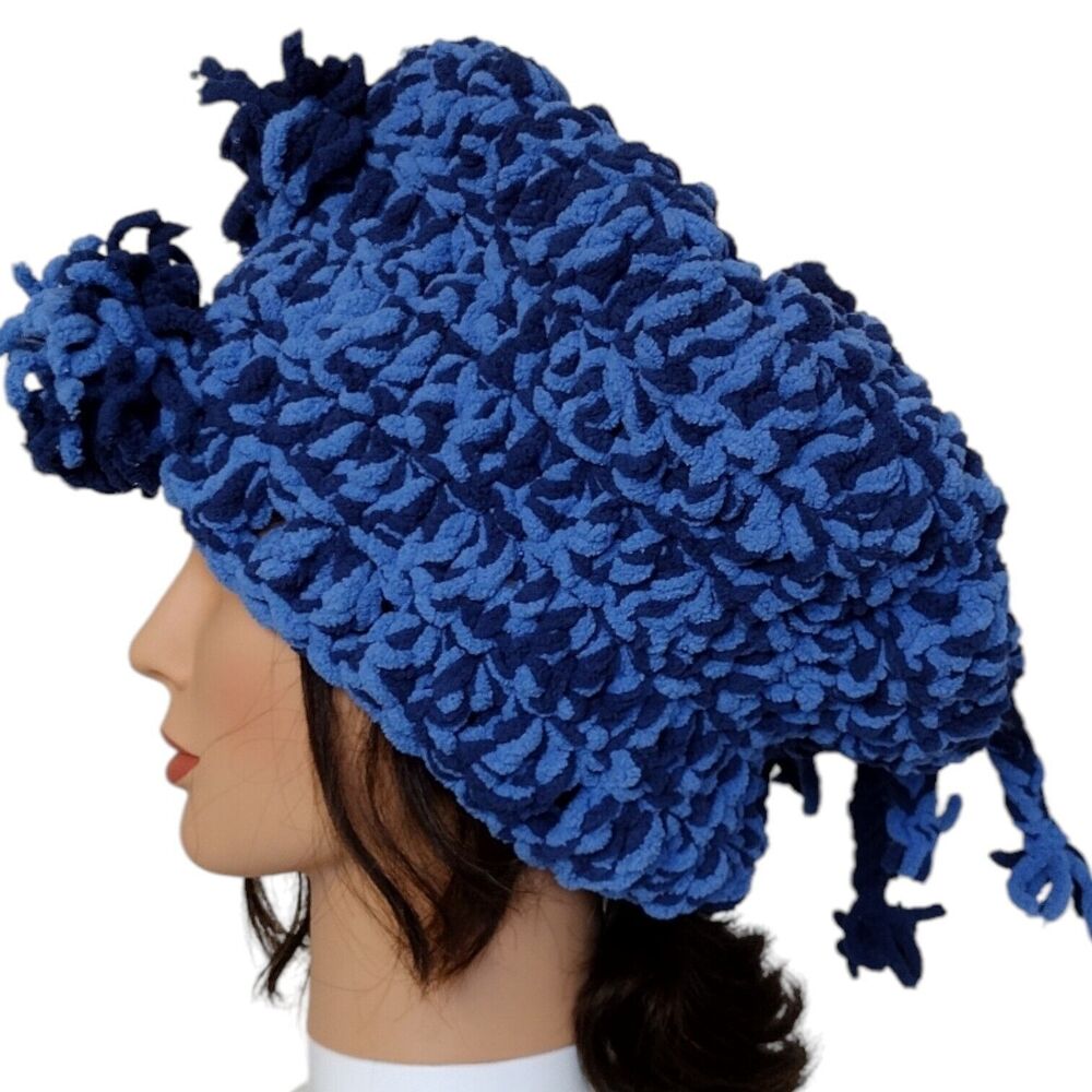 Slouchy, Beret Type Hat OOAK Handmade Crochet Free Hand Women's One Size - Picture 4 of 14